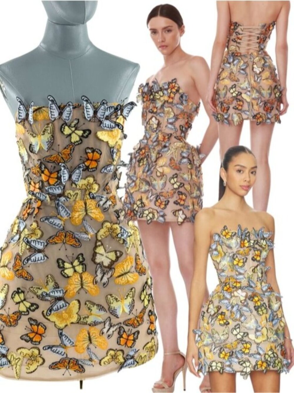 🆕 BRONX & BANCO 🧿 NWOT Bella Butterfly Maraya Strapless Mini Dress, Sz XS US 2